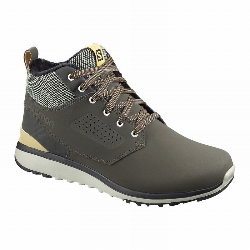 Salomon Singapore Mens Winter Boots - UTILITY FREEZE CLIMASALOMON™ WATERPROOF Olive/Grey | 80715-PXL